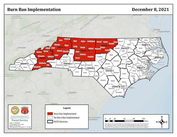 The N.C. Forest Service has lifted a ban on all open burning