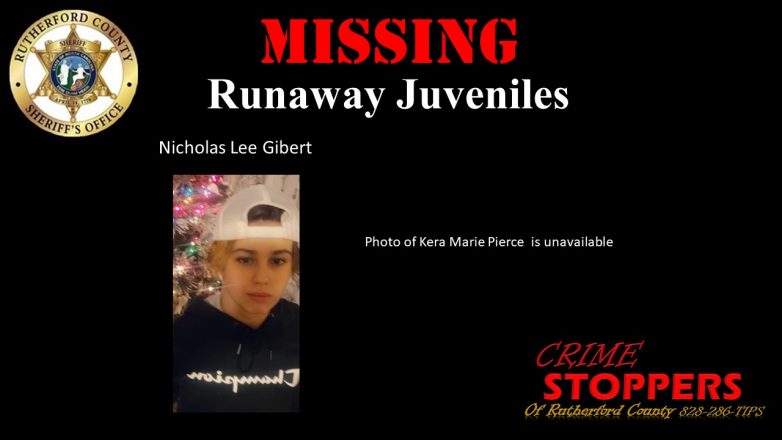 Community: Missing Runaway Juveniles: Nicholas Gibert and Kera Pierce