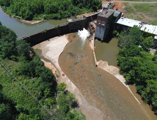 Breach of Cliffside Cone Mills Dam on the Second Broad River